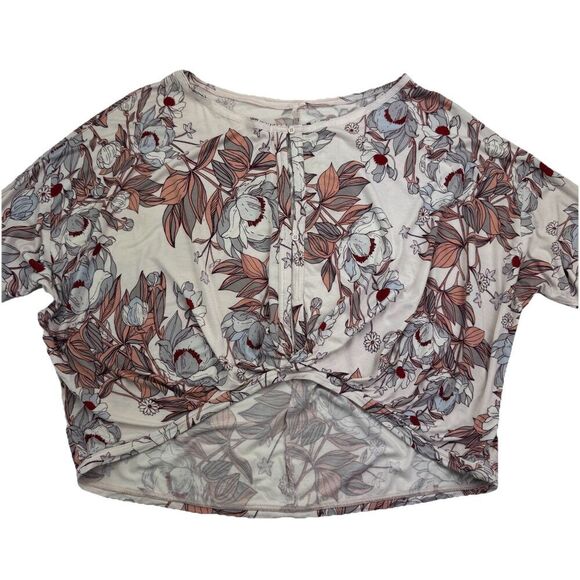 Free People Keepin' On Top Blouse Oversized Floral Cropped Ivory Size Small Boho - Picture 2 of 9